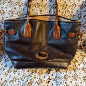 Dooney & Bourke Black and Tan Leather Tote